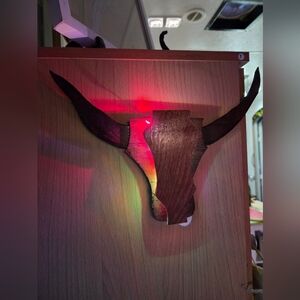 Hand Made Wood Long Horn Steel Wall Decore. 9X 12